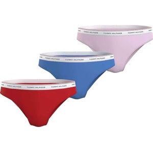 Tommy Hilfiger Dames 3-pack bikini (Ext maten) Fierce Red/Blue Spell/Pearly Pink L, Fierce Rood/Blauw Spell/Parelachtig Roze, L