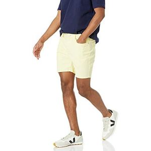 Amazon Essentials Men's Korte broek van stretchstof met 5 zakken en binnenbeenlengte van 18 cm, Geel, 32