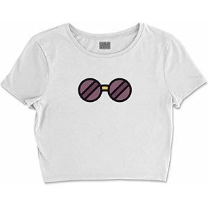 Bona Basics, Digitale print, basic T-shirt voor dames, 100% katoen, wit, casual, bovenstuk voor dames, maat: S, Wit, S courte