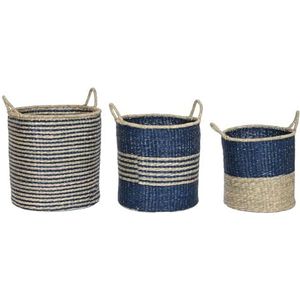 Home ESPRIT Cupset, natuurlijk blauw, jute, mediterraan, 43 x 43 x 54 cm (3 stuks)