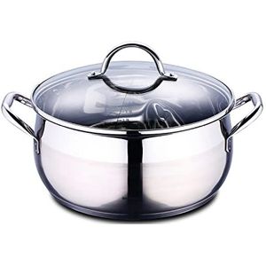 BERGNER Gourmet Kookpan met glazen deksel, inhoud 8 l, van roestvrij staal, ergonomische handgrepen, keukengerei, voor alle warmtebronnen