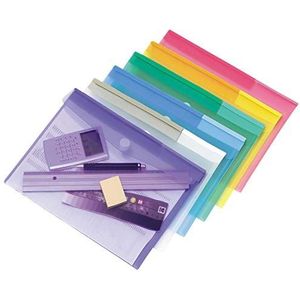 Tarifold A4 plastic portemonnee - document enveloppen/mappen met krassluiting - 12 stuks polly zakken A4 in verschillende kleuren - 510209
