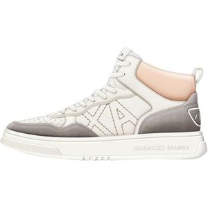 Armani Exchange Seattle Damessneakers, suède details, geborduurd logo, high top sneakers, Off White+ Rose+ Taupe, 35 EU, gebroken wit roze taupe, 35 EU