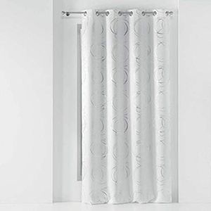 douceur d'Intérieur gordijn met ogen, 135 x 240 cm, verduisterend, bedrukt, metallise, youpi, wit/zilver