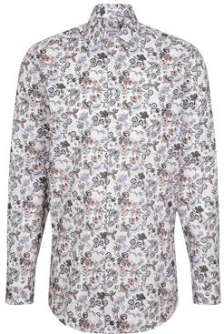 Seidensticker - Businessoverhemd - Oranje - Regular Lange Mouwen - Kentkraag - Print