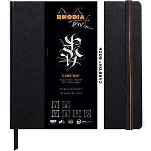 Rhodia 116117C - schetsboek Carb'on Book, 56 vellen, blanco, zwart, 120 g, 21 x 21 cm, hardcover met kunstleer, zwart, 1 stuk