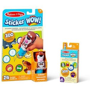 Melissa & Doug Sticker WOW!™ - Hondenbundel: stickerstamper en activiteitenblok van 24 pagina’s, 600 stickers, fidget toy om te knutselen en friemelen met verzamelbaar personage