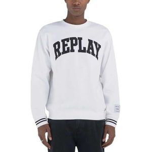 Replay Sweatshirt voor heren, regular fit, 001, wit, M