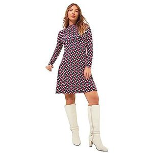 Joe Browns Dames retro geometrische print hoge hals jersey skaterjurk veelkleurig, 12, Meerkleurig, 38