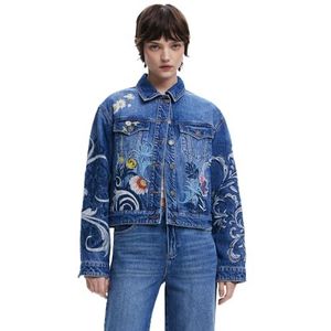 Spijkerjack - Geborduurde Bloemen - Knoopsluiting - Normale Pasvorm