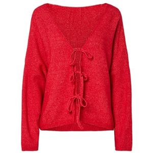 Pcosa Ls Rev V-hals Tie Knit Pwp Bc, goji berry, L