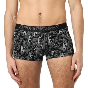 Emporio Armani Heren Stretch Katoen All Over Bold Trunk, Stone Logo Print/Zwart, L, Stone Logo Print/Zwart, L