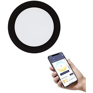 EGLO connect.z Smart Home LED badkamer inbouwspot Fueva-Z, Ø 165 mm, ZigBee, app en spraakbesturing, lichtkleur instelbaar, dimbaar, metalen zwart, IP44