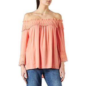 Cream Crbea kanten blouse voor dames, Burnt Coral, 38
