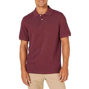 Amazon Essentials Men's Poloshirt van piqué-katoen met slanke pasvorm, Bordeauxrood, M