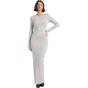 Lee - Crew Neck Maxi Jurk - Grey Heather - Lange Mouwen