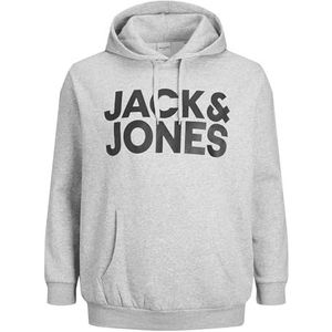 JACK&JONES PLUS Heren Jjecorp Logo Sweat Hood Noos Ps Hooded Sweatshirt, lichtgrijs gem., 6XL grote maten