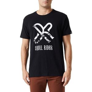 Heren T-shirt met korte mouwen van biologisch katoen met patroon aan de voorkant, Zwart, XXL/3XL