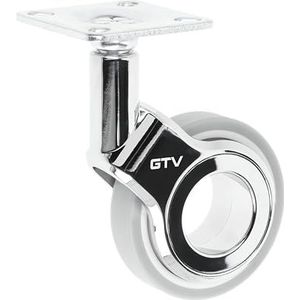 GTV - Meubelwielen GIRA | zwenkwielen | wielen voor meubels | zonder rem | diameter 60 mm | van kunststof en staal | verchroomd + grijs mat