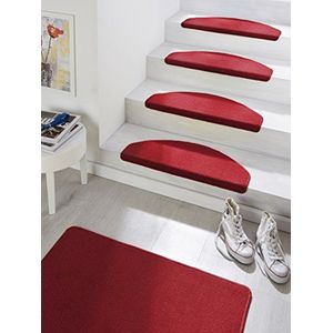 Hanse Home Fancy Trapmatten - traptapijt trapmatten zelfklevend veiligheid traptapijt halfrond voor traptreden - rood, ca. 23x65cm 15 stuks