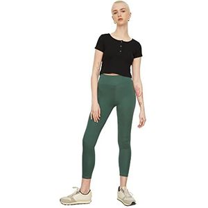 Trendyol panty, gebreid, hoge taille, leggings voor dames, Groen, S