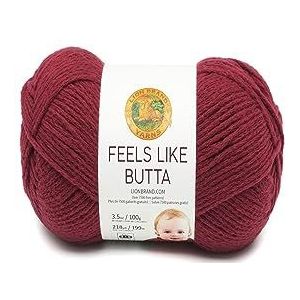 Lion Brand Yarn Bedrijf voelt als butta garen, polyester, cranberry, 17,78 x 6,35 x 6,35 cm