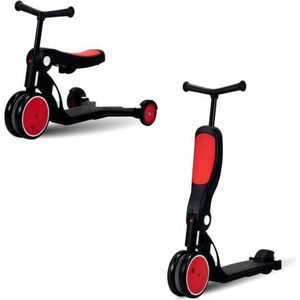 Asalvo Driewieler Ride N Roll, multifunctioneel, 6-in-1, step, driewieler en gangen, opvouwbaar, met verstelbaar stuur, afneembare pedalen, rood