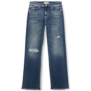 7 For All Mankind Dames Tess Trouser Luxe Vintage My Dearest Distressed Jeans, Donkerblauw, 28W x 28L