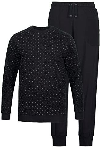 JP 1880 Heren grote maten grote maten Menswear L-8XL slaappak, buikfit, shirt met lange mouwen, lange broek, tot 8 XL 812493, zwart, 8XL