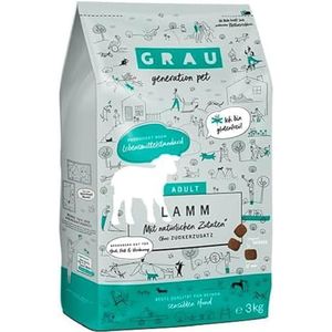 GRAU - het origineel - Droogvoer voor honden - Lam, 1 verpakking (1 x 3 kg), glutenvrij, voor gevoelige, volwassen honden
