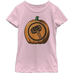 Marvel Thor Hammer Halloween Pumpkin Girls standaard T-shirt, lichtroze, XS, roze, XS, Roze, XS