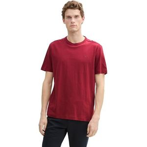 TOM TAILOR Basic T-shirt voor heren van katoen, 35930 - Deep Red, M