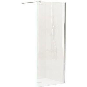 Plusbaño Douchecabine, hoogte 195 cm, douchewand van gehard glas, 8 mm, dikte en anti-kalkbehandeling, minimalistisch profiel, eenvoudige montage, vast paneel 80 cm, glans