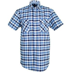 Planam Overhemd ""Country"" 1/4 mouw maat 49/50, 4XL, blauw geruit, 485049