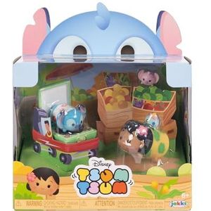 Disney Tsum Tsum Lilo & Stitch Story Momentset, figuren staan 7 cm hoog en stapelbaar, inclusief middelgrote steek- en Lilo-figuren met kleine engel- en kruimelfiguren, voor kinderen vanaf 6 jaar