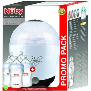 Nuby NTVP31 - Vaporisator ""One-Touch"" voor maximaal 5 flessen en accessoires/actieset: inclusief 5 siliconen flessen, 210 ml