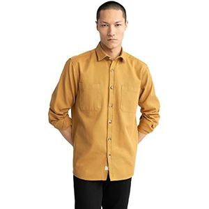 DeFacto Herenshirt met lange mouwen en lange mouwen, camel, XS