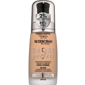 Deborah Milano Vloeibare make-up, 24 uur perfect, hydraterend, SPF 20, nr. 3 Caramel Beige, 30,0 ml, 1