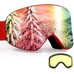 DIZOKIZO Skibril Cilindrische Lens voor Skiën Snowboard Anti-condens en 100% UV-bescherming Triple Ademend Schuimen Reliëf Riem Universeel Geschikt voor Vrouwen Mannen