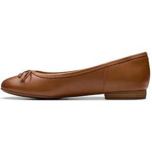 Clarks Premium Dames Fawna Lily Ballet Plat, Tan Leer, 4 UK, Lichtbruin, 37 EU