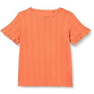 Noa Noa Mini Organic Cotton Pointelle T-shirt voor meisjes, Apricot Brandy, 3 Jaar