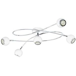 EGLO Locanda Led-plafondlamp, 5 lichtpunten, van metaal, woonkamerlamp in wit, chroom, spots incl. GU10-lampen, warmwit