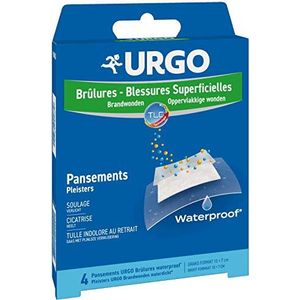 Urgo - Brandwondpleisters - Waterproof - Lipido-colloïde tule - Groot formaat, 4 stuks