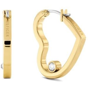 Tommy Hilfiger Damen Creolen aus Edelstahl mit Glassteinen in der Farbe Gold, Länge: 20mm, 2780753