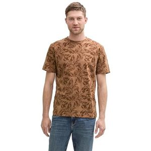 TOM TAILOR T-shirt voor heren, 37343 - Beige Leaf Structuur Design, XXL