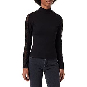 Urban Classics Dames Longsleeve Ladies Lace Striped Sweater T-Shirt, Zwart (Zwart 0007), XL