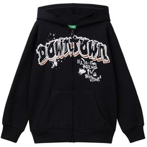 United Colors of Benetton Gebreid vest voor kinderen en jongeren, Zwart, 160