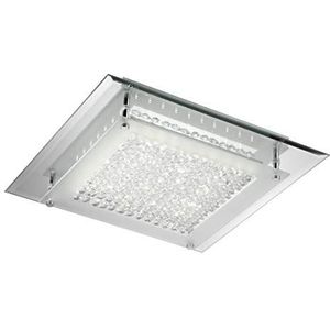 ONLI Moderne LED-plafondlamp, 18 W, 4000 K, met spiegelvoet, glas en kristallen, verchroomd, spiegel; glas; kristallen