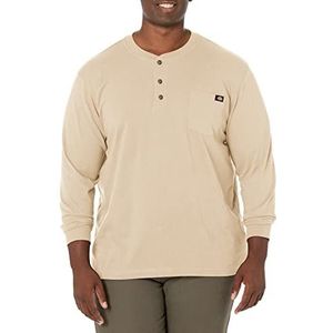 Dickies Heren Grote Lange Mouw Zwaargewicht Henley, Woestijnzand, XL