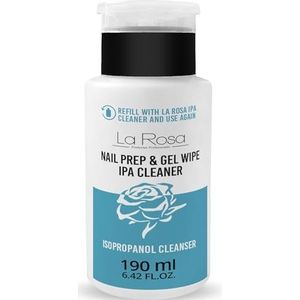 LaRosa Nagelreiniger 190ml - Isopropanol IPA Ontvetter voor Nagels -Gemakkelijke pompdispenser voor precieze en zuinige toepassing NAIL PREP & GEL WIPE - Cleaner voor Gelnagels